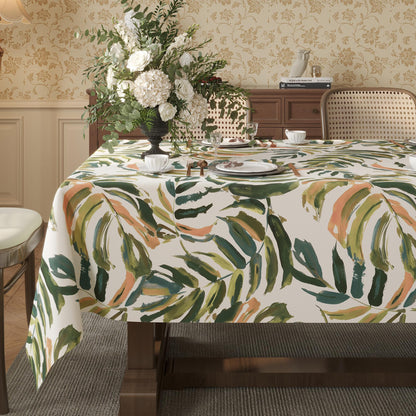 Rectangle Table Cloth,100% Waterproof Tablecloth Oil Proof Spill Proof Vinyl Table Cloth, Wipe Clean Plastic Table Cover for Dining, Camping, Indoor and Outdoor 52" x 70",Leaves