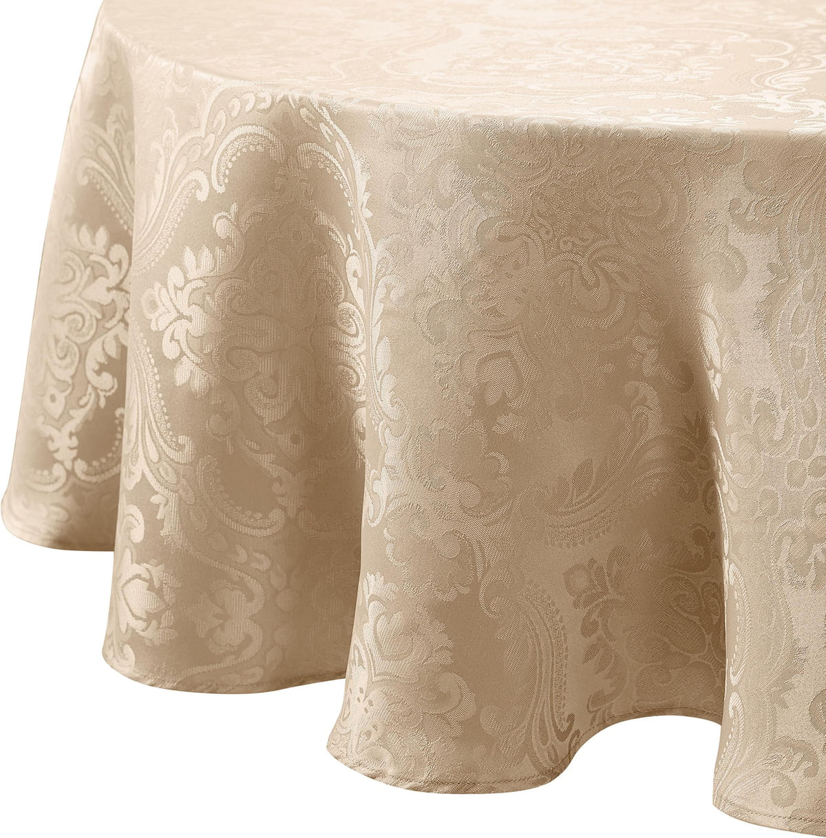 Caiden Elegance Damask Tablecloth, Ivory - 60" W x 120" L