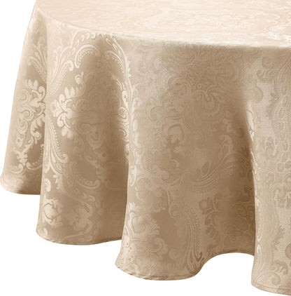 Caiden Elegance Damask Tablecloth, Ivory - 60" W x 120" L