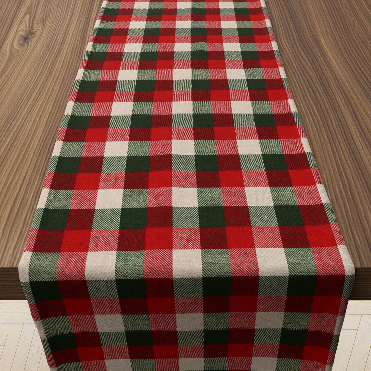Fall Decorations for Home - Orange Brown Plaid Table Runner for Fall Decor