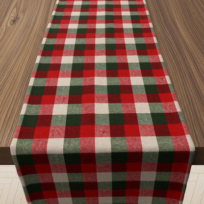 Fall Decorations for Home - Orange Brown Plaid Table Runner for Fall Decor