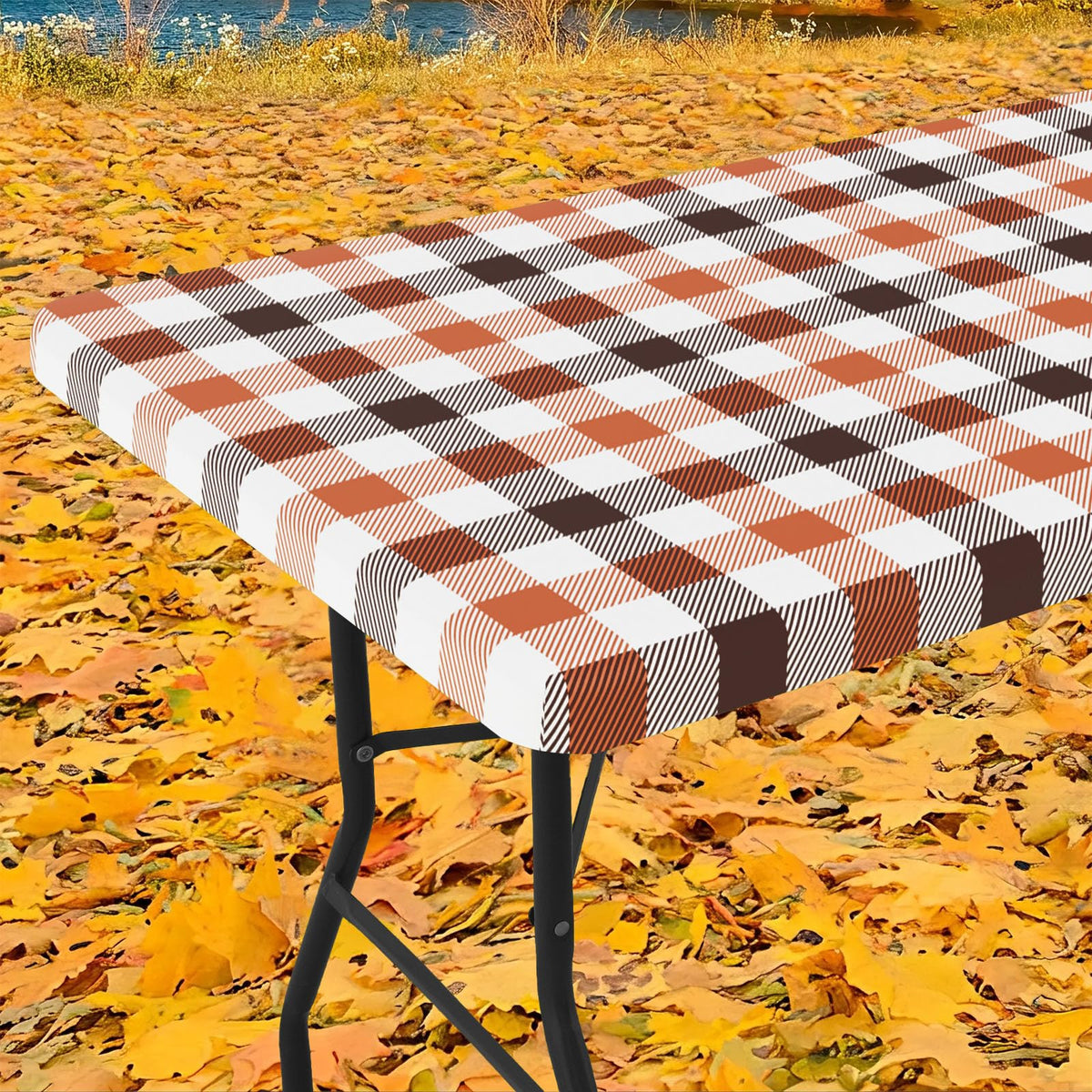 Smiry 6 Foot Picnic Table Cloth, Flannel Backed Fitted Vinyl tablecloths