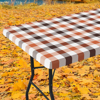 Smiry 6 Foot Picnic Table Cloth, Flannel Backed Fitted Vinyl tablecloths