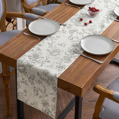 jinchan Black Farmhouse Floral Linen Rectangle Table Cloth 52 x 70 Inch