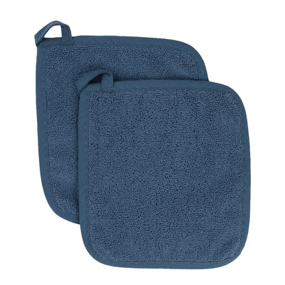 RITZ Terry Potholder & Hot Pad: Unparalleled Heat Resistant, Durable 100% Cotton – Ergonomically Designed for Optimal Grip – Easy-Care Machine Washable – 2-Pack, Federal Blue
