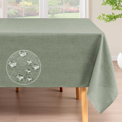 H.VERSAILTEX Linen Textured Table Cloths 60 x 120 Inch Premium Solid Tablecloth Spill-Proof Waterproof Table Cover for Dining Buffet Feature Extra Soft and Thick Fabric Wrinkle Free, Taupe