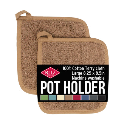 RITZ Terry Potholder & Hot Pad: Unparalleled Heat Resistant, Durable 100% Cotton – Ergonomically Designed for Optimal Grip – Easy-Care Machine Washable – 4-Pack, Federal Blue