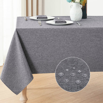 Veblandy Rectangle Tablecloth Linen Textured Waterproof & Stain Resistant Table Cloth Wrinkle Free Decorative Fabric Farmhouse Table Cover for Dining/Party/Buffet/Wedding, 60 x 104 Inch, Sage Green