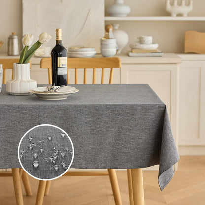 Decorelia Sage Green Linen Textured Tablecloth Rectangular 52 x70 Inch
