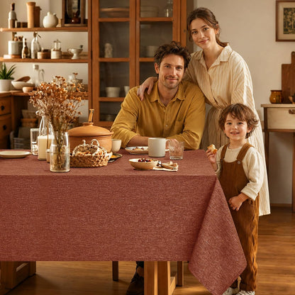 Decorelia Linen Textured Fall Tablecloth Rectangular Burnt Orange, 52"x70"