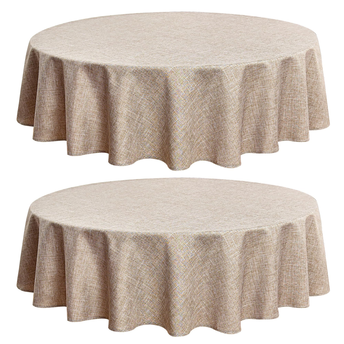 Fitable Nature Faux Linen Tablecloths Rectangle 60 x 84 Inch - 2 Pack Neutral Table Clothes for 4-6 Foot Tables, Wrinkle-Proof Faux Burlap Table Cover for Dining, Farmhouse, Outdoor Picnic, Camping