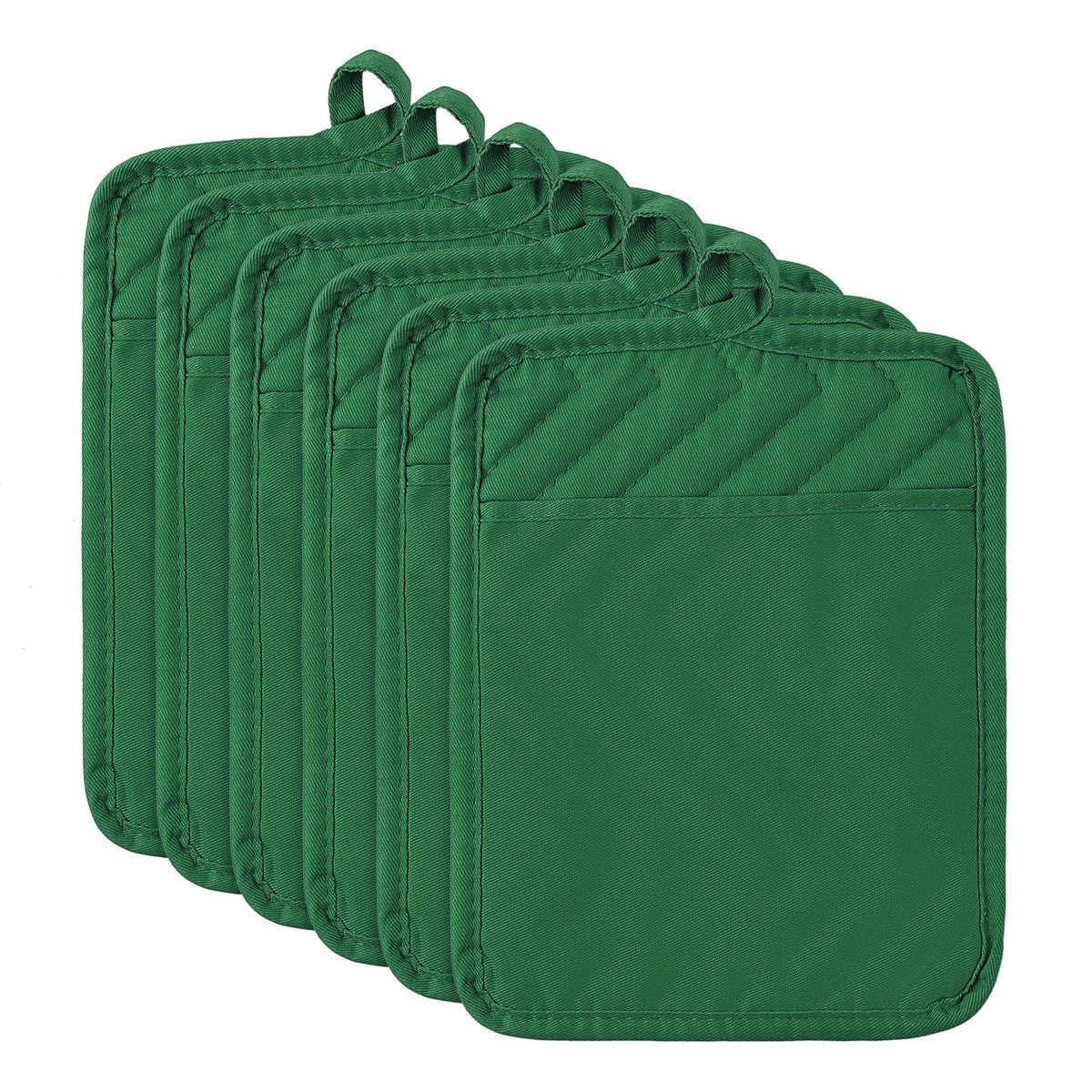 R HORSE 6Pcs Black Pot Holders with Pocket for Kitchen, 7''x 9''