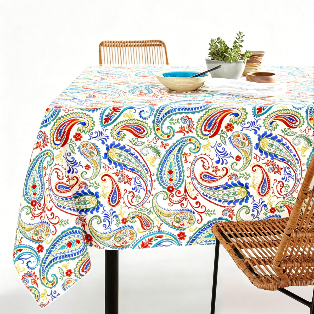 Rectangle Tablecloth - 60 x 120 Inch Blue Bohemia Rustic Tablecloth Classic French Country Printed Table Cover Farmhouse Decoration, Suitable for Home, Kitchen Dining