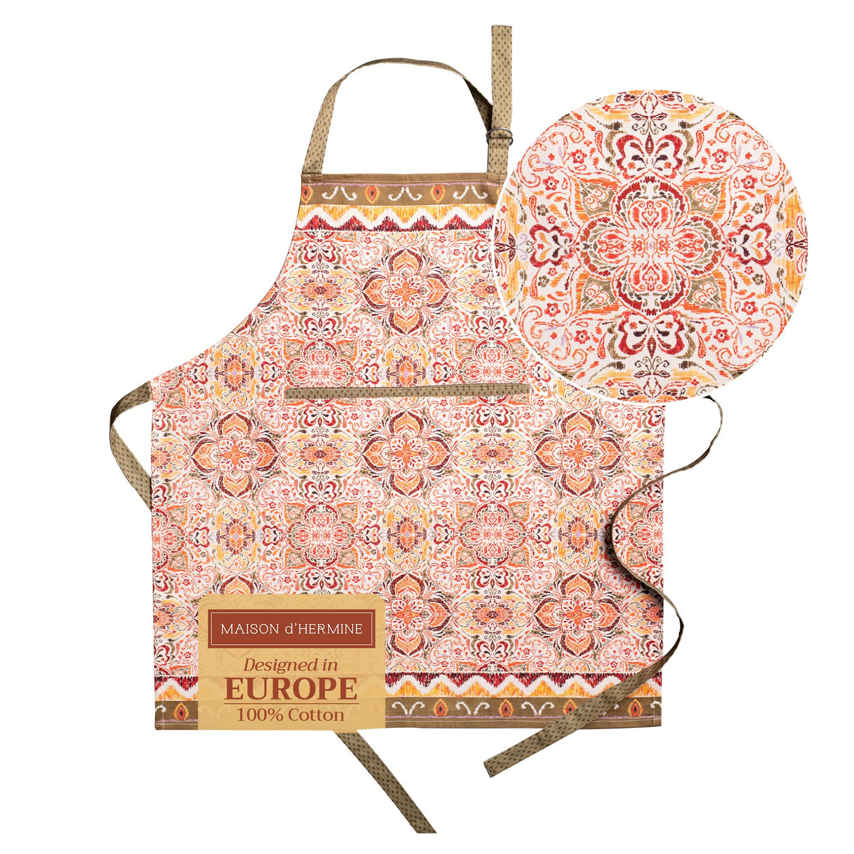 Maison d' Hermine Aprons for women with Pocket 100% Cotton (27.50"x31.50")