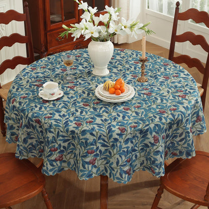 Rectangle Waterproof Tablecloth Linen Textured Table Cloth,Stain and Wrinkle Resistant Washable Fabric Table Cover for Dining, Party, Camping and Outdoor, 52 x 70 Inch, Vine Bloom