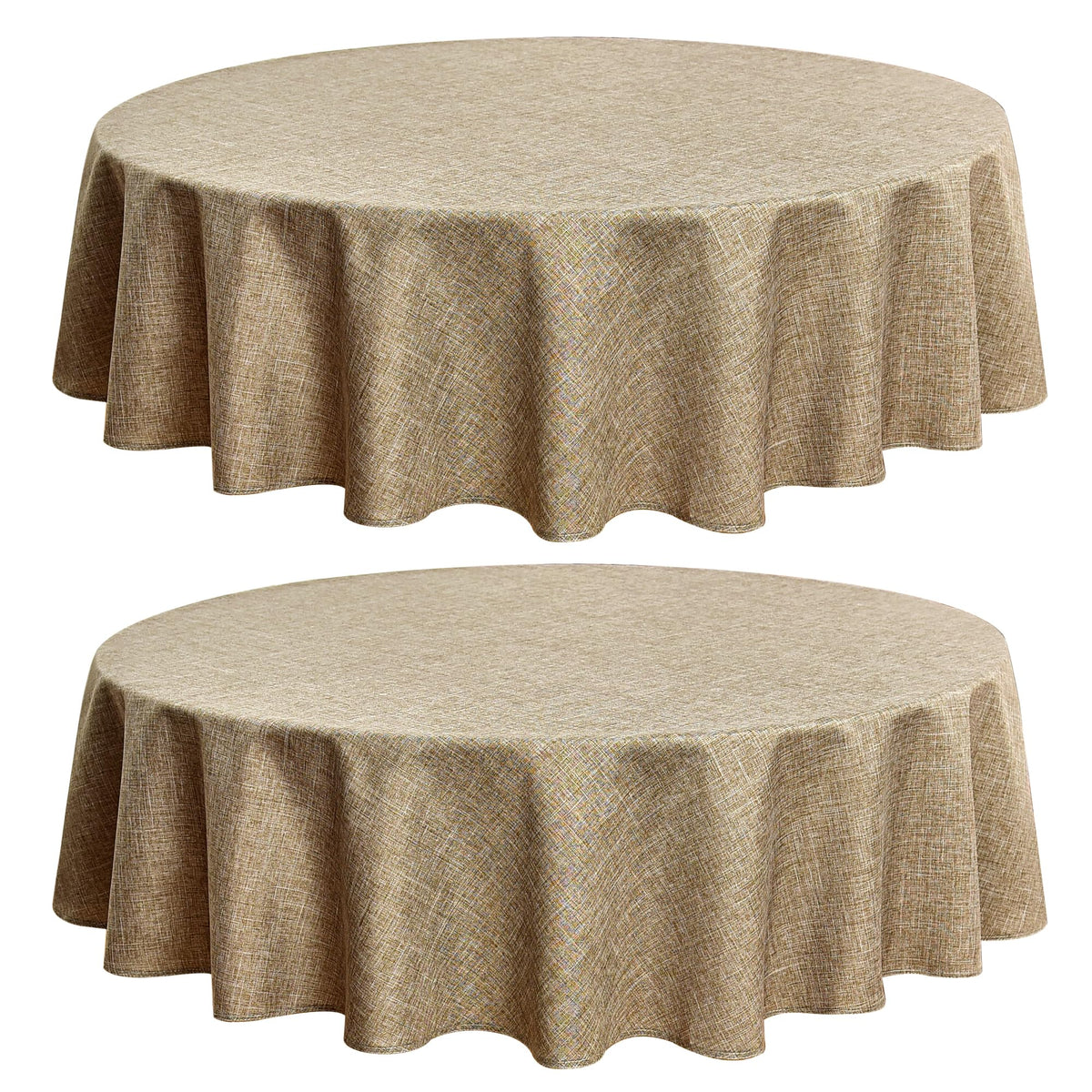Fitable Nature Faux Linen Tablecloths Rectangle 60 x 84 Inch - 2 Pack Neutral Table Clothes for 4-6 Foot Tables, Wrinkle-Proof Faux Burlap Table Cover for Dining, Farmhouse, Outdoor Picnic, Camping