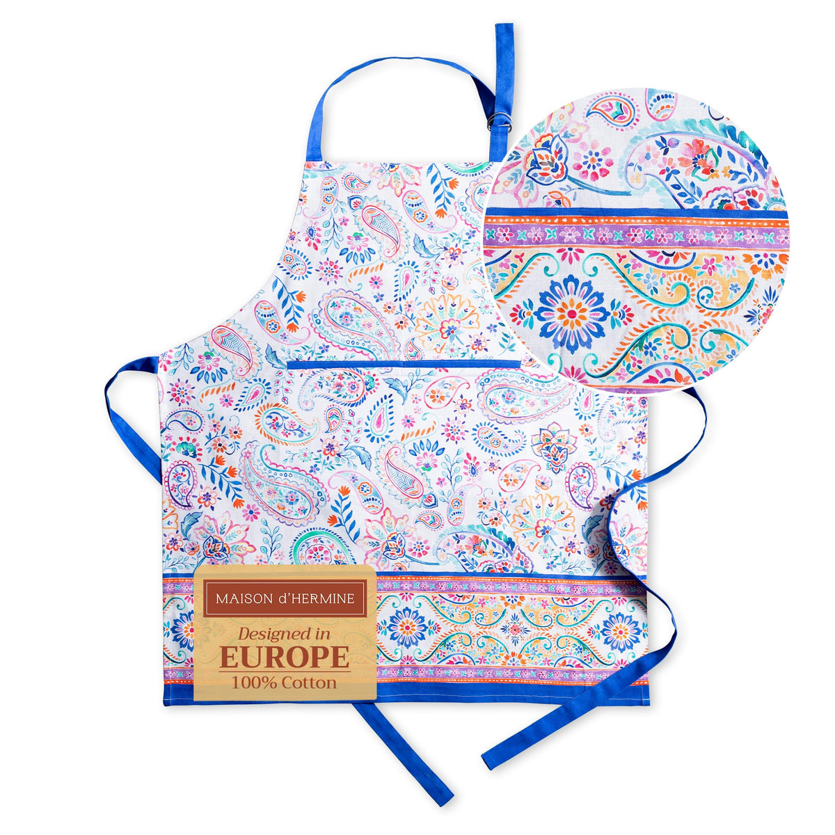 Maison d' Hermine Aprons for women with Pocket 100% Cotton (27.50"x31.50")