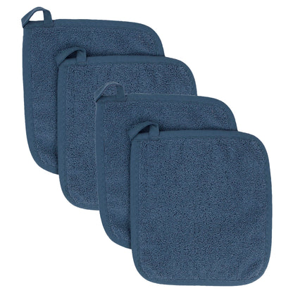 RITZ Terry Potholder & Hot Pad: Unparalleled Heat Resistant, Durable 100% Cotton – Ergonomically Designed for Optimal Grip – Easy-Care Machine Washable – 4-Pack, Federal Blue