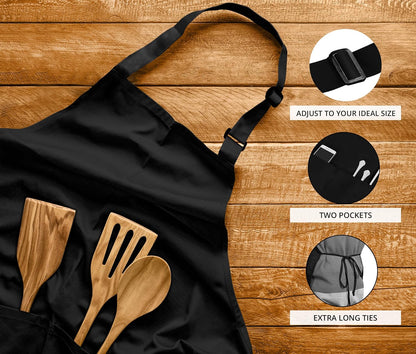 Utopia Kitchen Bib Aprons 2 Pack Adjustable With 2 Pockets 100% Polyester