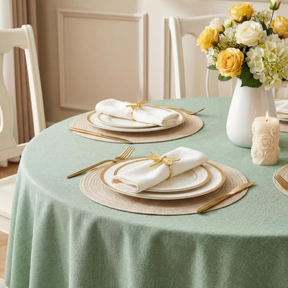 IVAPUPU Textured Linen Rectangle Table Cloth, Sage Green, 52 x 70 Inch
