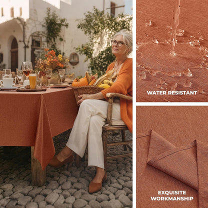 Decorelia Linen Textured Fall Tablecloth Rectangular Burnt Orange, 52"x70"