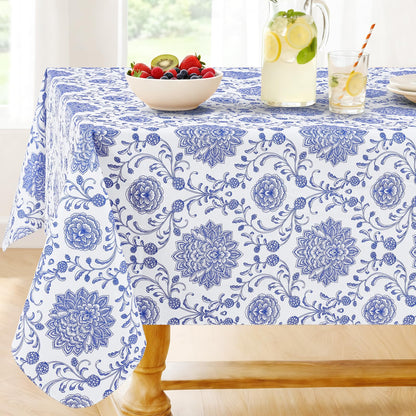 Smiry Rectangle Table Cloth, Waterproof Vinyl Tablecloths with Flannel Backing, Wipeable Spillproof Plastic Table Cover for Dining, Indoor and Outdoor (Champagne, 60 "x 84")