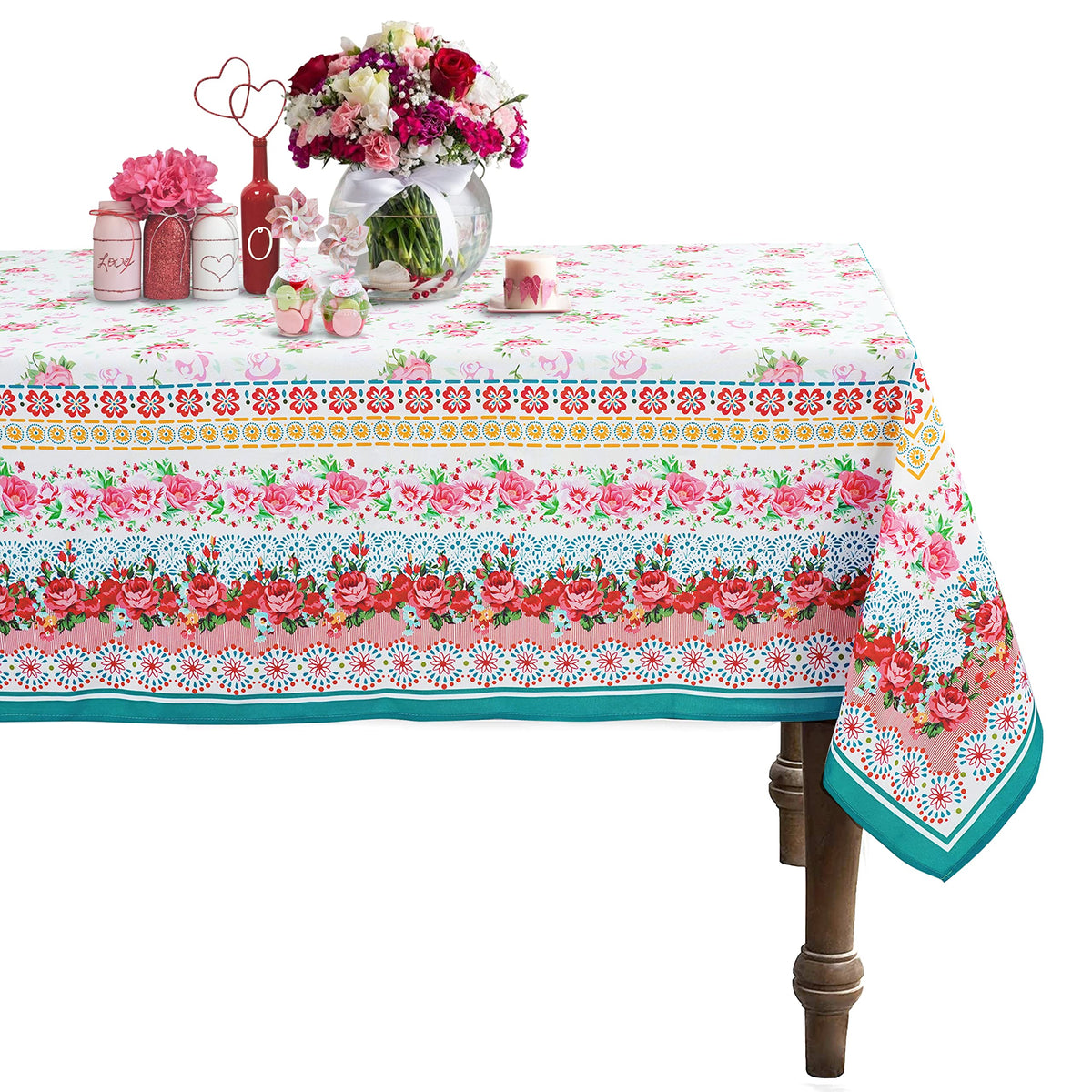 Rectangle Tablecloth - 60 x 120 Inch Blue Bohemia Rustic Tablecloth Classic French Country Printed Table Cover Farmhouse Decoration, Suitable for Home, Kitchen Dining