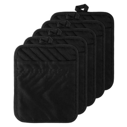 5Pack Pocket Pot Holders Cotton Heat Resistant Potholder Multipurpose Hot Pads Machine Washable Oven Mitts Cooking Pads Bulk for Daily Kitchen Baking and Cooking 8.9 x 6.9 Inch Grey