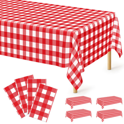 QZYL 4 Packs White Plastic Tablecloth, Large Sturdy Disposable Table Cloth
