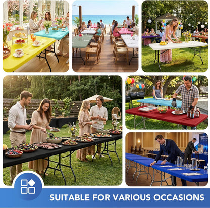Fitted Tablecloth for 6 Foot Rectangle Tables-Black Picnic Table Covers