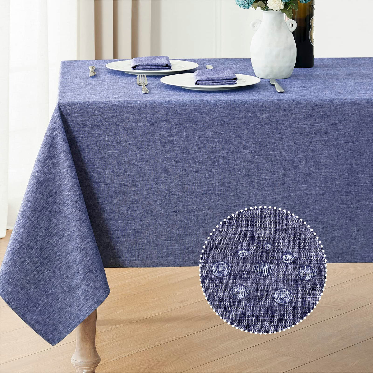 Veblandy Rectangle Tablecloth Linen Textured Waterproof & Stain Resistant Table Cloth Wrinkle Free Decorative Fabric Farmhouse Table Cover for Dining/Party/Buffet/Wedding, 60 x 104 Inch, Sage Green