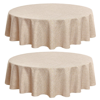 Fitable Nature Faux Linen Tablecloths Rectangle 60 x 84 Inch - 2 Pack Neutral Table Clothes for 4-6 Foot Tables, Wrinkle-Proof Faux Burlap Table Cover for Dining, Farmhouse, Outdoor Picnic, Camping
