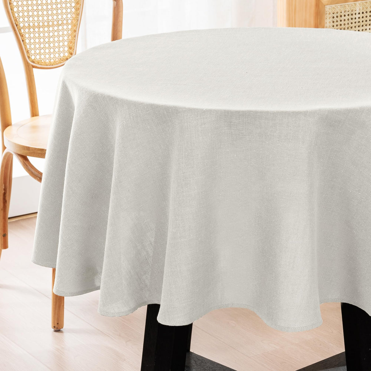 H.VERSAILTEX Linen Table Cloths Rectangle 60 x 84 Inch Premium Tablecloth Spill-Proof Waterproof Table Cover for Dining Buffet Feature Extra Soft and Thick Fabric Wrinkle Free, Natural