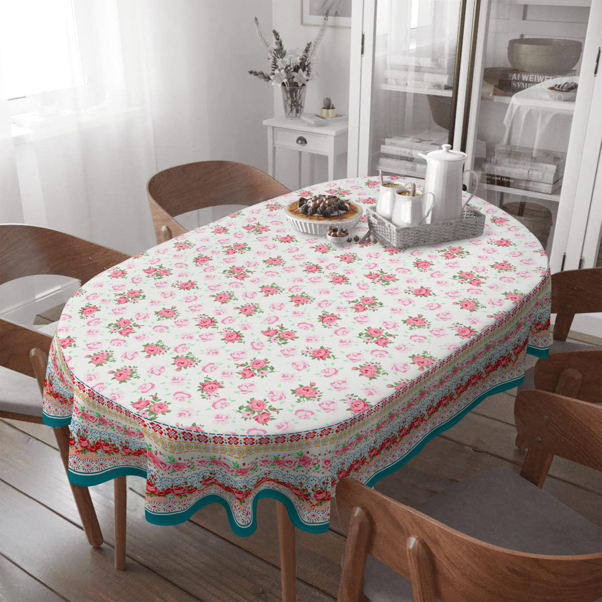 Rectangle Tablecloth - 60 x 120 Inch Blue Bohemia Rustic Tablecloth Classic French Country Printed Table Cover Farmhouse Decoration, Suitable for Home, Kitchen Dining
