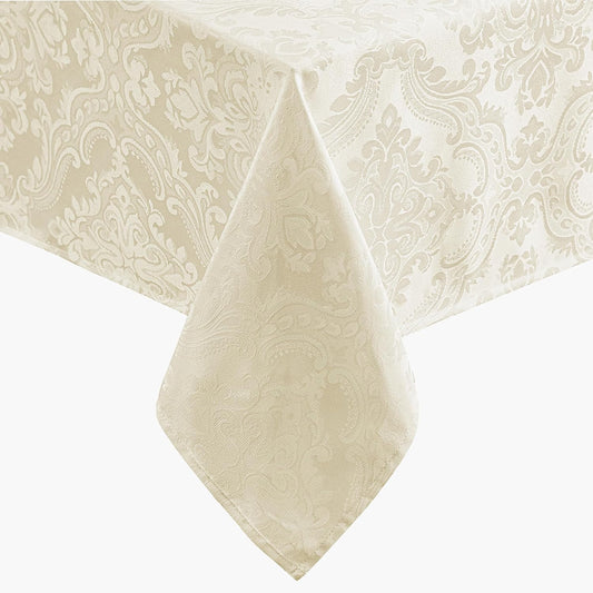 Caiden Elegance Damask Tablecloth, Ivory - 60" W x 120" L