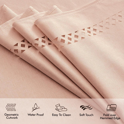 MIULEE Pink Rectangle Tablecloth with Decorative Cutouts 52x70 Inch