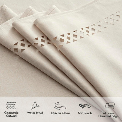 MIULEE Beige Rectangle Tablecloth with Decorative Cutouts 60x84 Inch