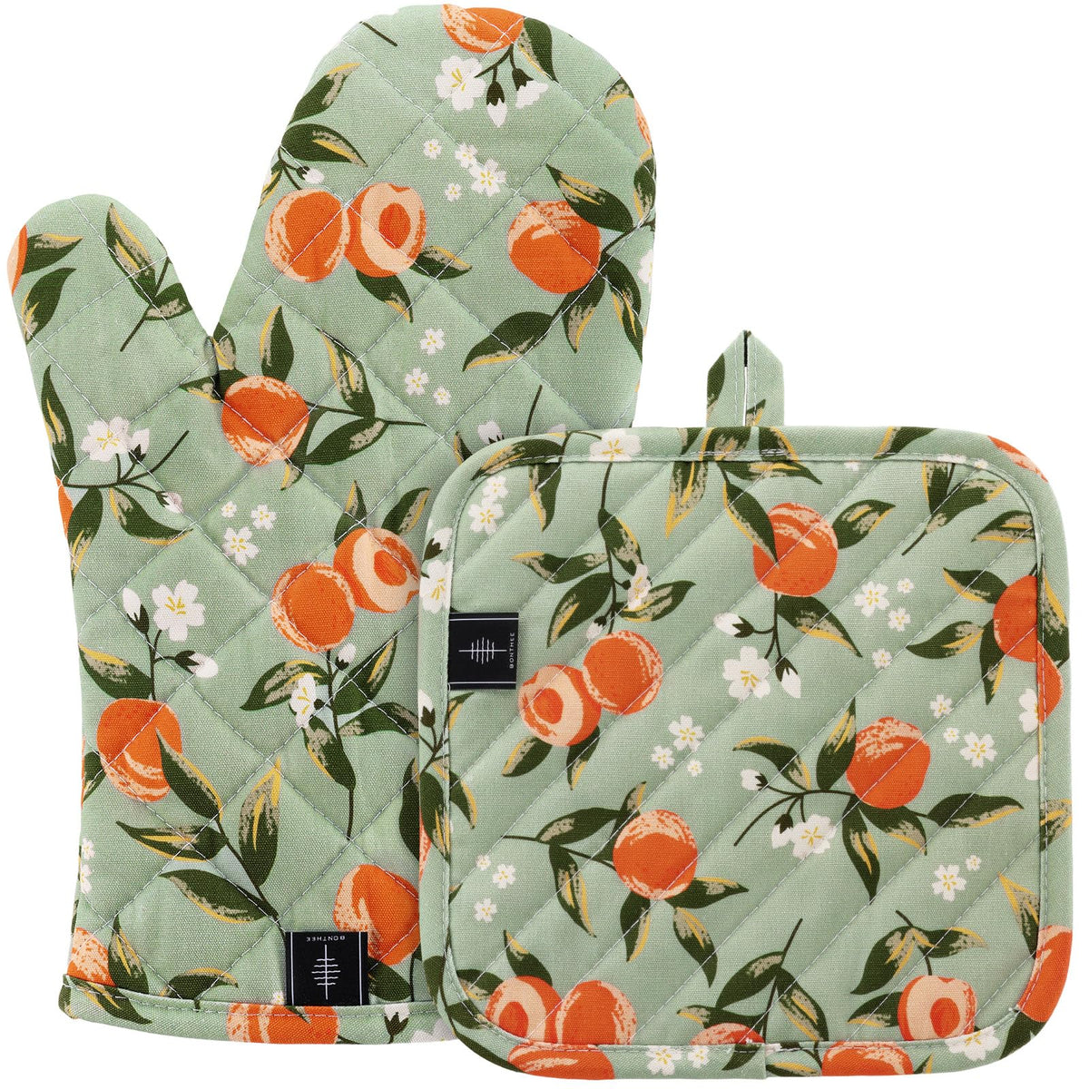 Cotton Pot Holders for Kitchen Heat Resistant Potholder Hot Pads Trivet Coaster Non-Slip Potholders Set for Cooking and Baking (2, Green Plaid, Square，8.27 in²)