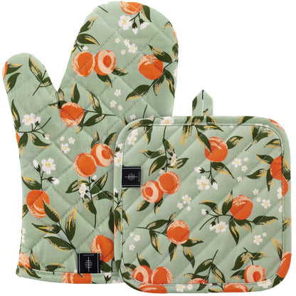 Cotton Pot Holders for Kitchen Heat Resistant Potholder Hot Pads Trivet Coaster Non-Slip Potholders Set for Cooking and Baking (2, Green Plaid, Square，8.27 in²)
