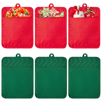 R HORSE 6Pcs Black Pot Holders with Pocket for Kitchen, 7''x 9''