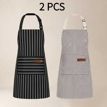 2 PCS Kitchen Cooking Aprons for Women and Men Adjustable Chef Apron with Pockets Multicolor -YY1