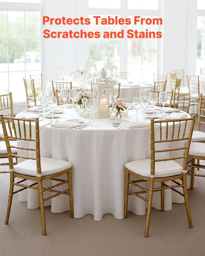 VEVOR 6-Pack Classic White Elegant Round Polyester Tablecloth Set, 120" Dia., Stain-Resistant, Wrinkle-Resistant, Machine Washable for Christmas, Holiday, Barbecues Decor