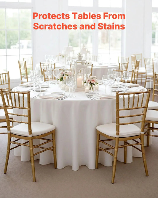 VEVOR 6-Pack Classic White Elegant Round Polyester Tablecloth Set, 120" Dia., Stain-Resistant, Wrinkle-Resistant, Machine Washable for Christmas, Holiday, Barbecues Decor