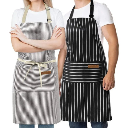 2 Pieces Aprons for Women with Pockets, Aprons for Men,Womens Kitchen Apron, Cooking Apron Adjustable Bib ChefApron(Unisex) Black Chef Adjustable Kitchen Pocket