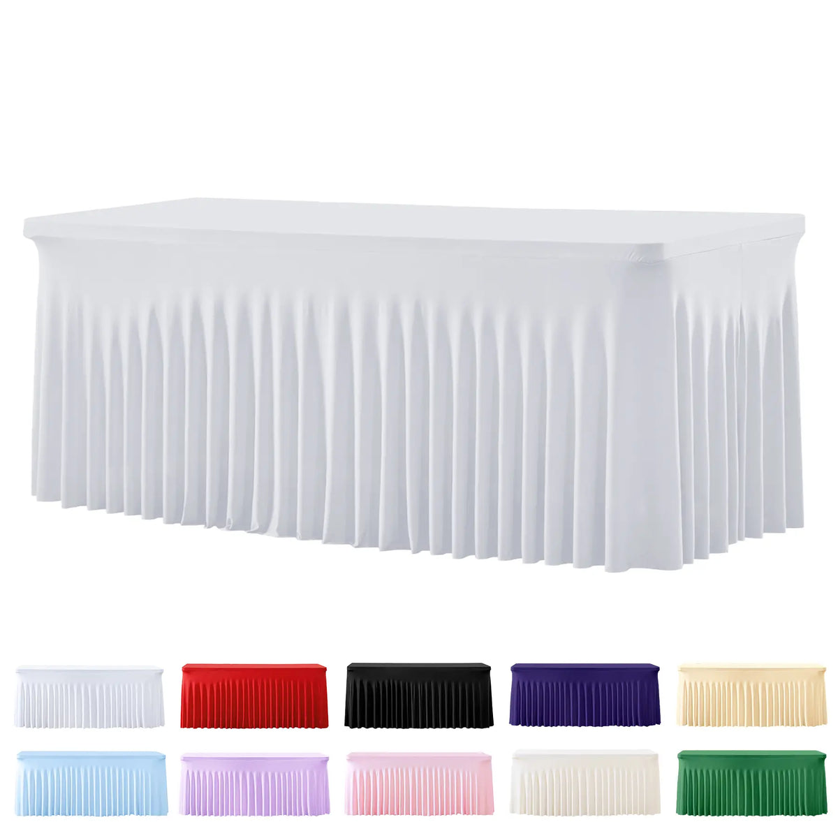 4/6/8FT Spandex Tablecloths for Rectangle Tables Wrinkle Free Washable Table Cloth Rectangle Stretch Fitted Table Cover with Skirt for Wedding Birthday Party Banquet Baby Shower Buffet Event Summer Vibes Outdoor FunSummerwins ,halloween decor 2026
