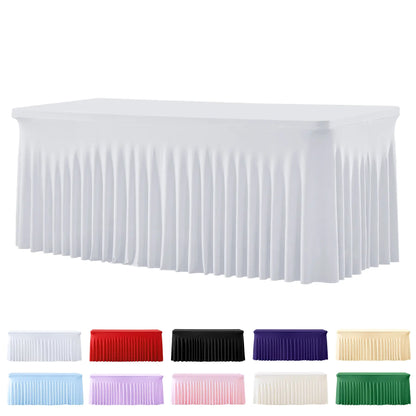 4/6/8FT Spandex Tablecloths for Rectangle Tables Wrinkle Free Washable Table Cloth Rectangle Stretch Fitted Table Cover with Skirt for Wedding Birthday Party Banquet Baby Shower Buffet Event Summer Vibes Outdoor FunSummerwins ,halloween decor 2026