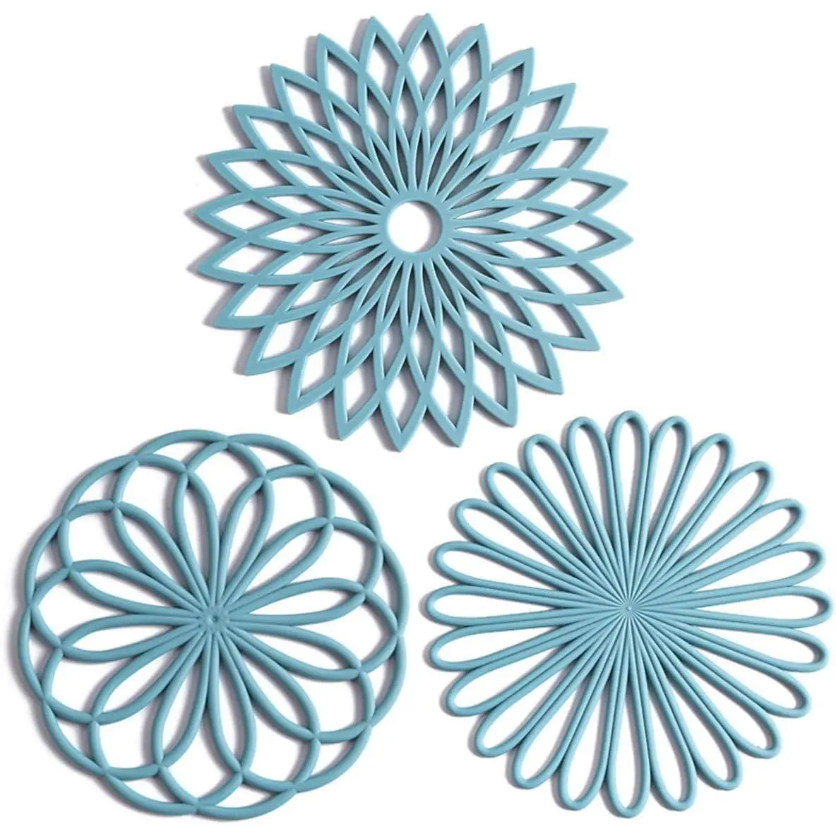 3Pcs/Set Modern Silicone Hot Pot Holders,7.87" Non-Slip Heat Proof Countertop Protector Mats for Hot Pots,Pans,Teapots,Dishes,Kitchen Countertops,Decorative Flower Coasters,Hand Tools Kits