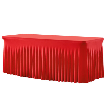 4/6/8FT Spandex Tablecloths for Rectangle Tables Wrinkle Free Washable Table Cloth Rectangle Stretch Fitted Table Cover with Skirt for Wedding Birthday Party Banquet Baby Shower Buffet Event Summer Vibes Outdoor FunSummerwins ,halloween decor 2026