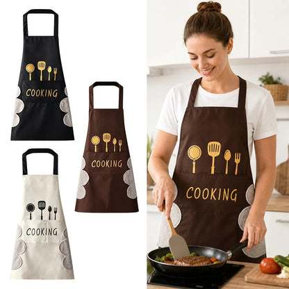 3 Packs 25.59x28.35 Inches Kitchen Apron with Hand Wipe, Water-drop Resistant with 2 Pockets Cooking Bib Aprons for Women Men Chef
