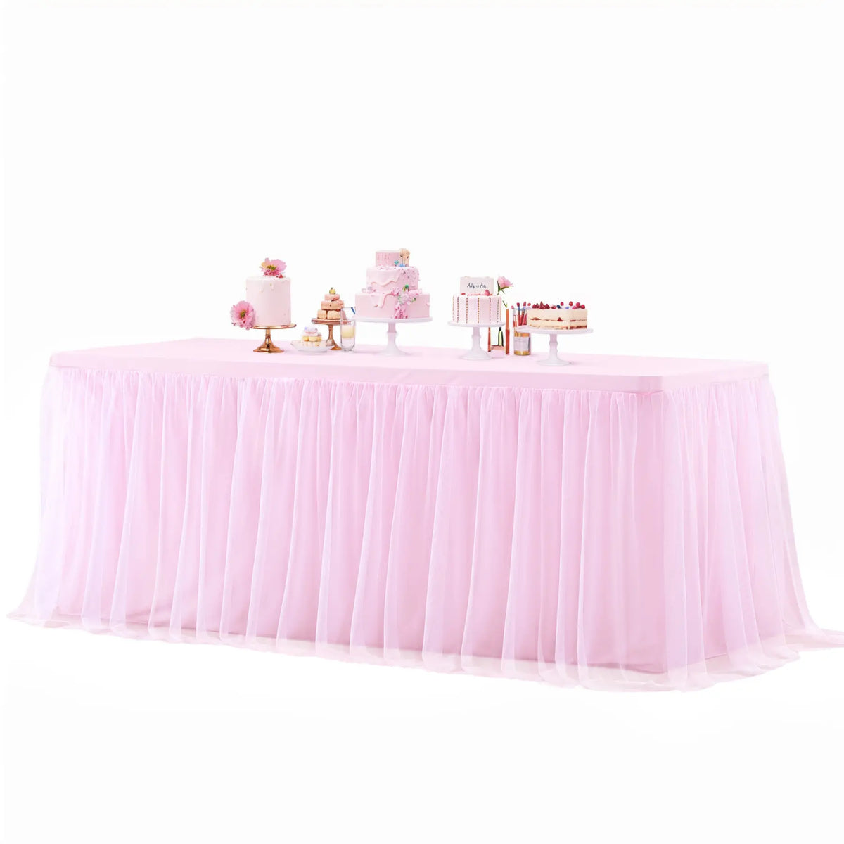 Smooth Polyester Fitted Tutu Skirt Tablecloth for Rectangle Tables - Party Centerpieces, Classic Boho Wedding Theme Event Covering, Multiple Uses Home Decor Fitted Table Cover Overlay, Sohochic